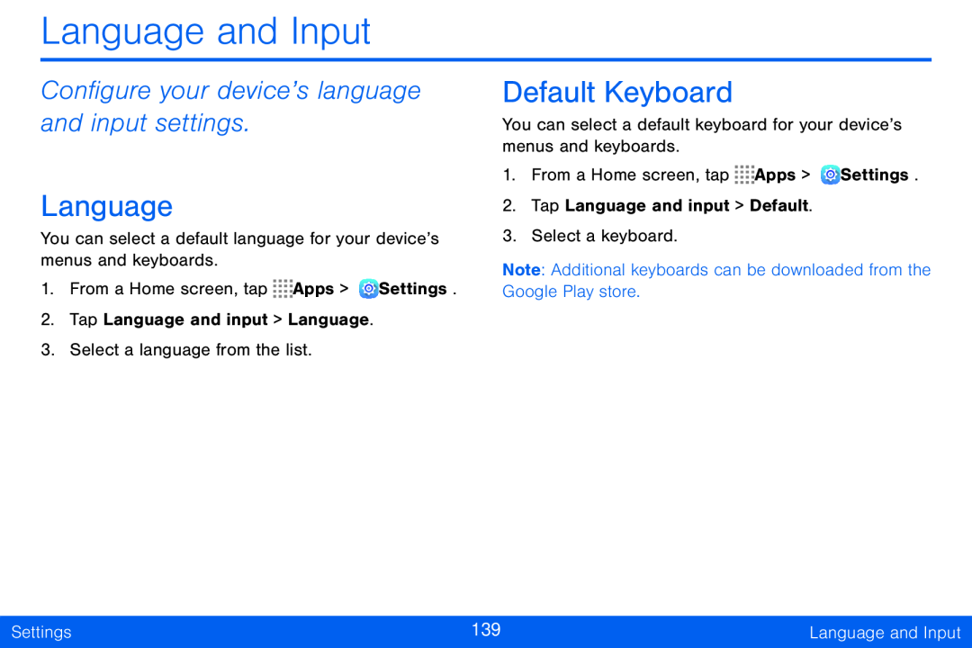 Language and Input Galaxy Tab S 10.5 Verizon