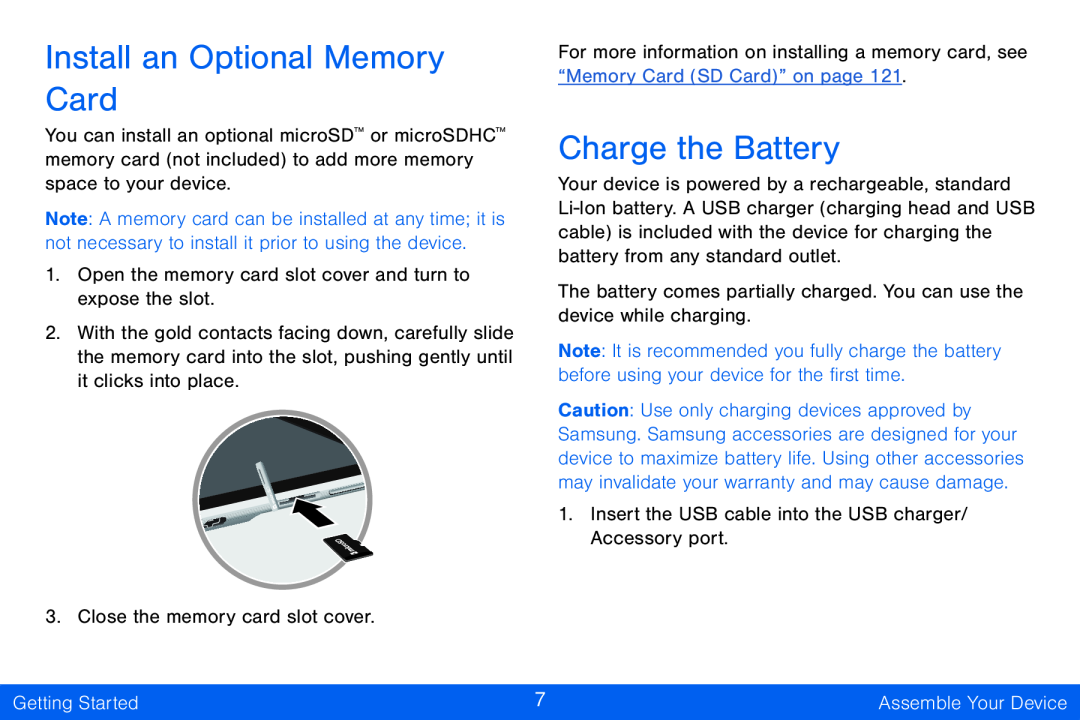 Install an Optional Memory Card Charge the Battery