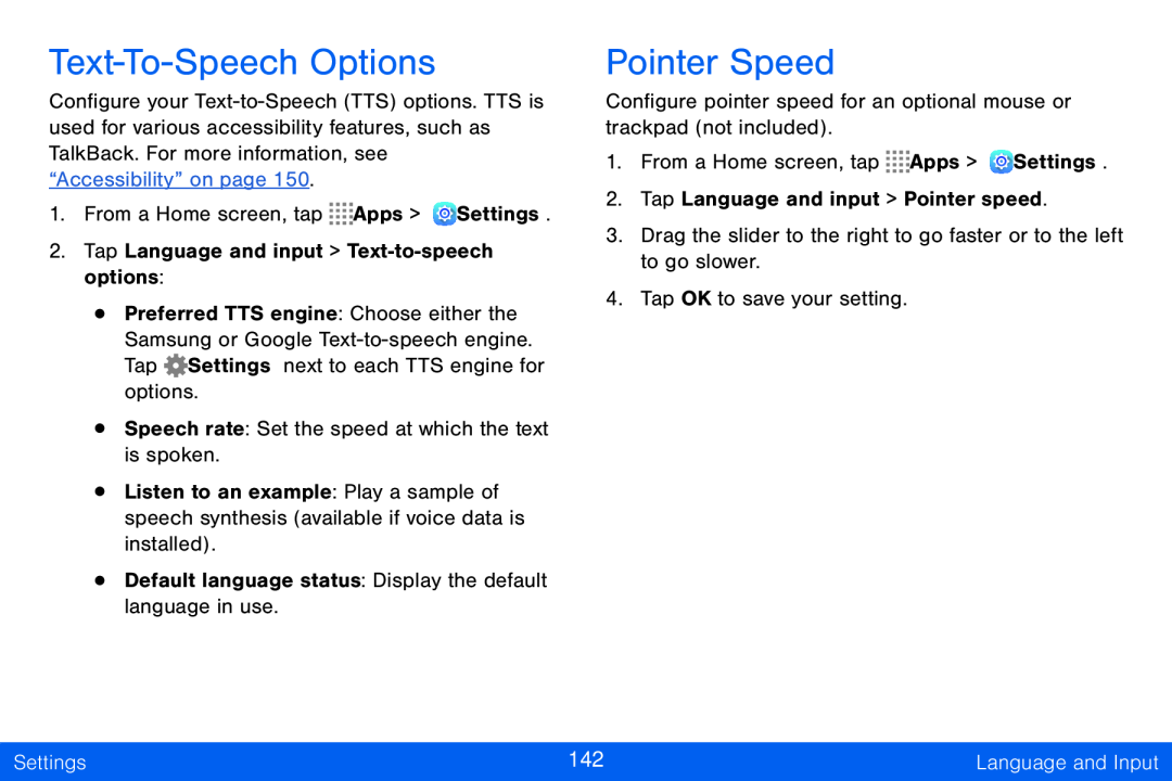 Text-To-SpeechOptions Galaxy Tab S 10.5 Verizon