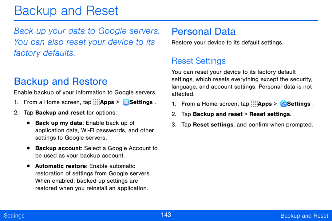 Reset Settings Galaxy Tab S 10.5 Verizon