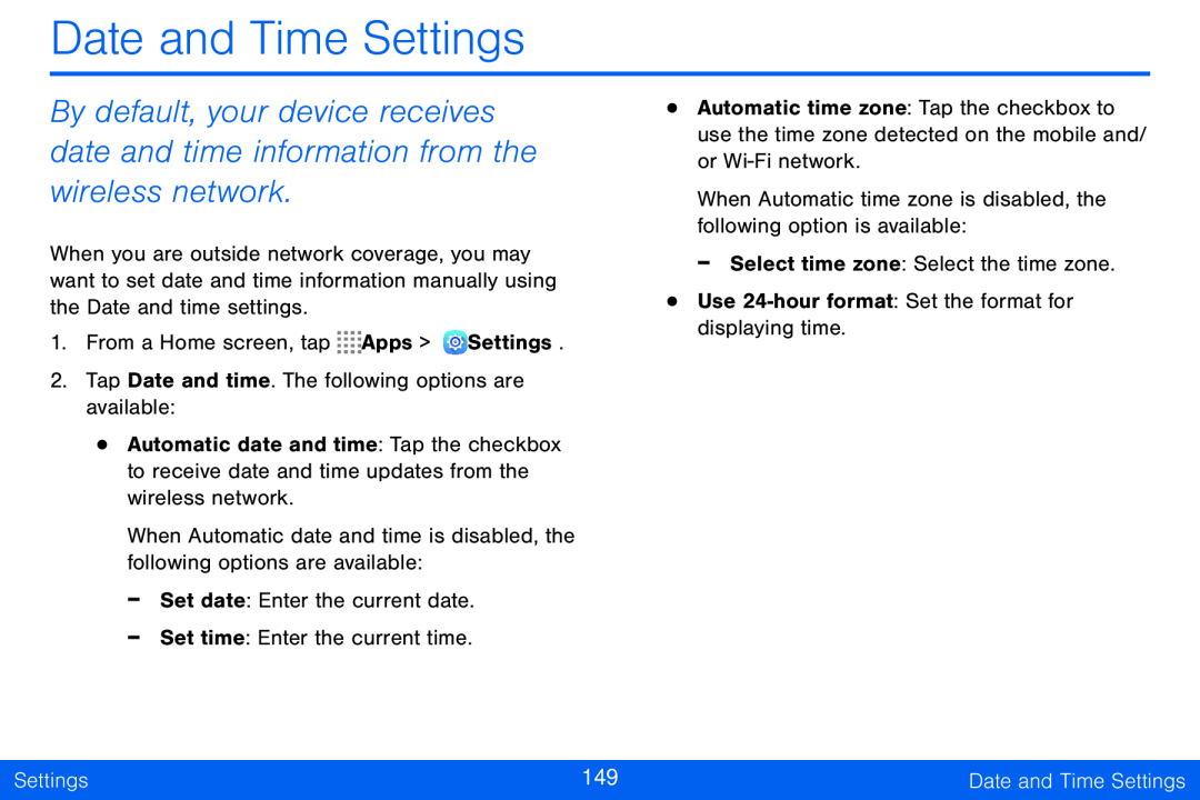 Date and Time Settings Galaxy Tab S 10.5 Verizon