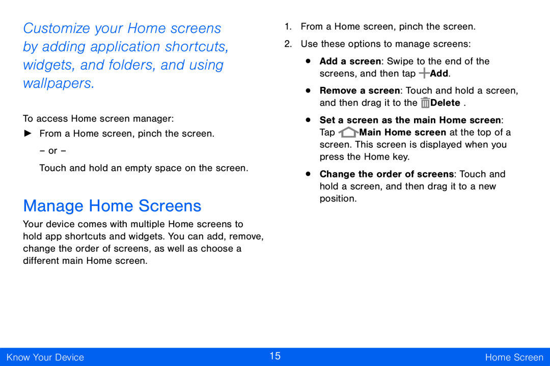 Manage Home Screens