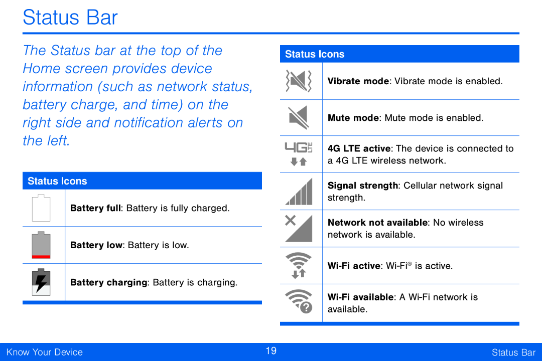 Status Bar Galaxy Tab S 10.5 Verizon