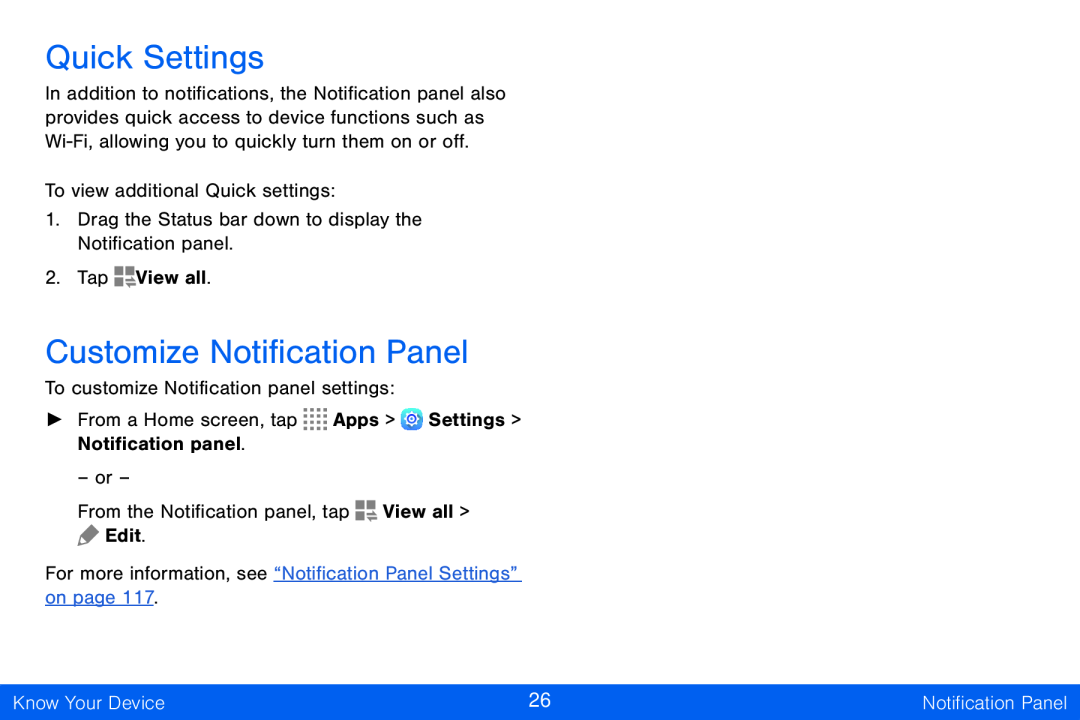 Customize Notification Panel Galaxy Tab S 10.5 Verizon