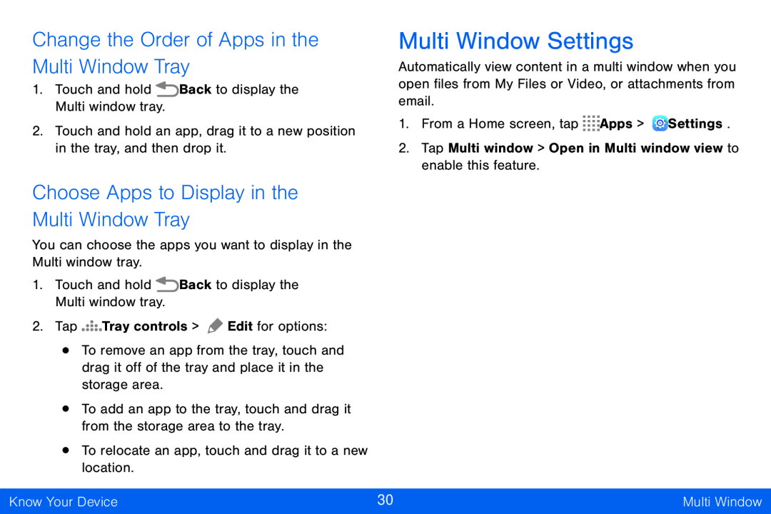 Multi Window Settings Galaxy Tab S 10.5 Verizon