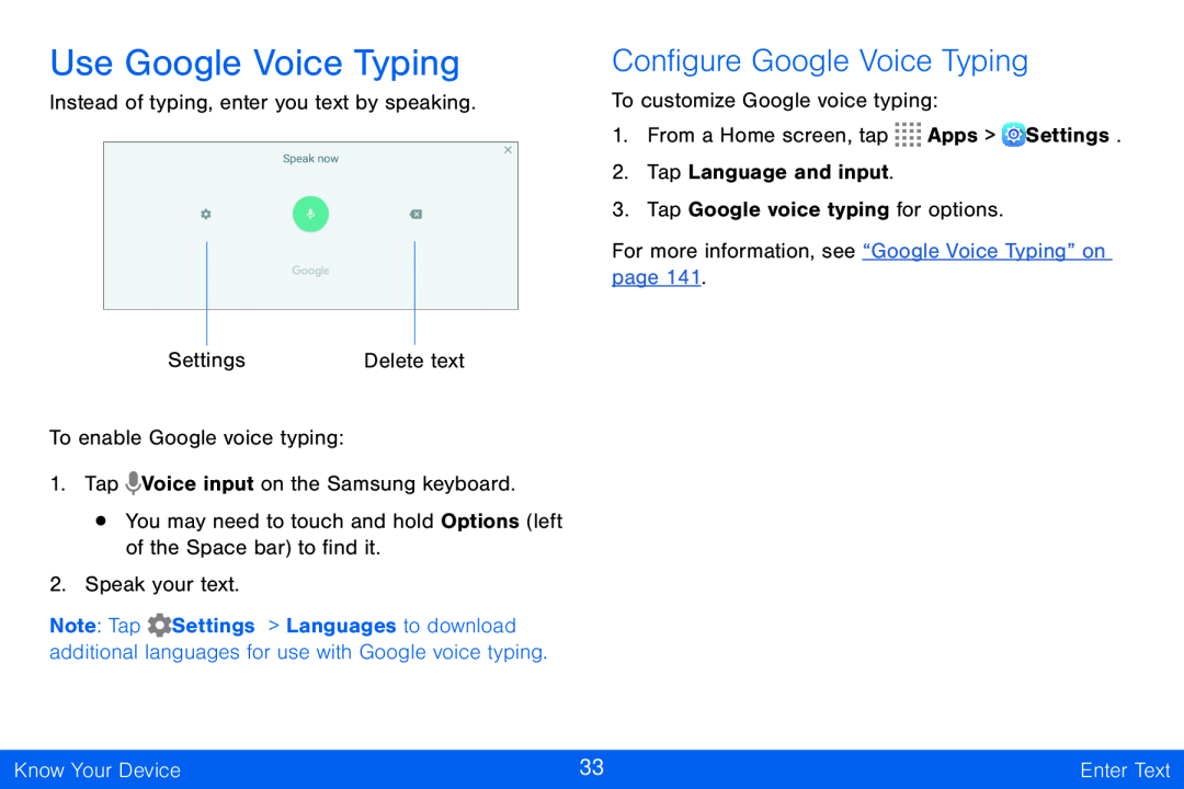 Configure Google Voice Typing Galaxy Tab S 10.5 Verizon