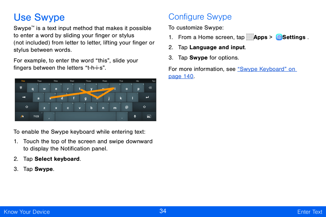 Configure Swype Galaxy Tab S 10.5 Verizon