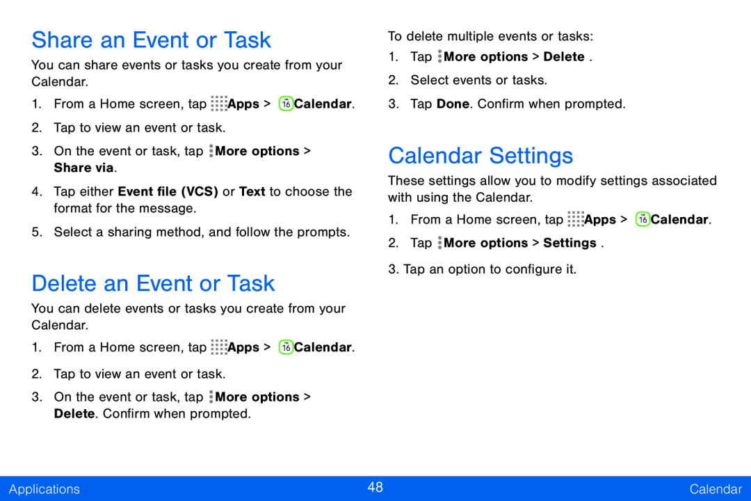 Share an Event or Task Delete an Event or Task