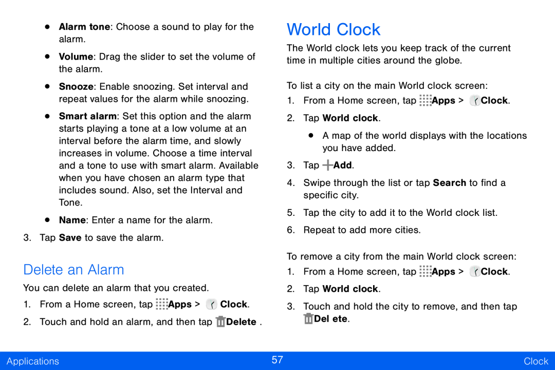 Delete an Alarm World Clock