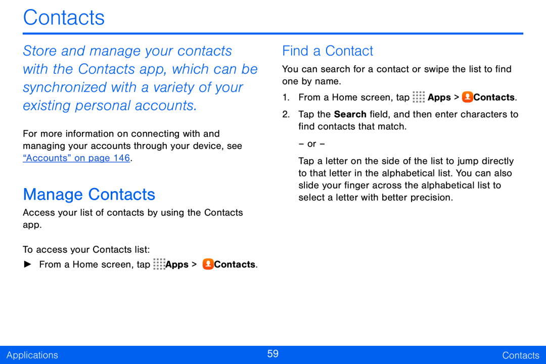 Manage Contacts Galaxy Tab S 10.5 Verizon