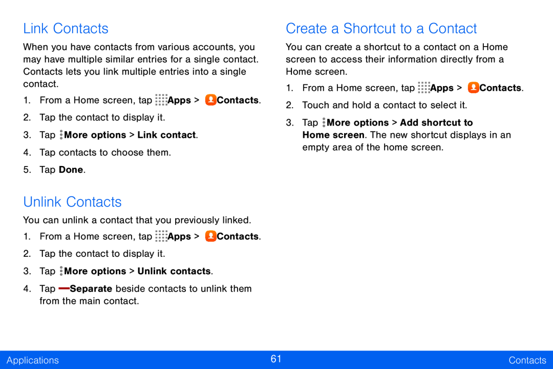 Link Contacts Galaxy Tab S 10.5 Verizon