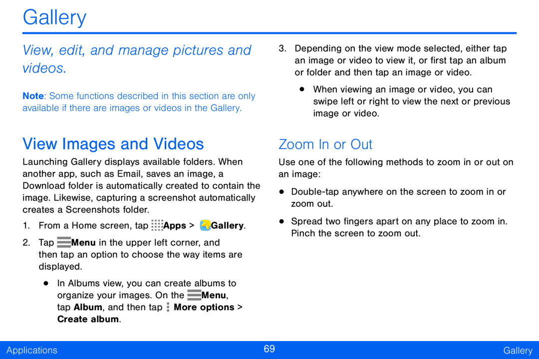 View, edit, and manage pictures and videos Galaxy Tab S 10.5 Verizon