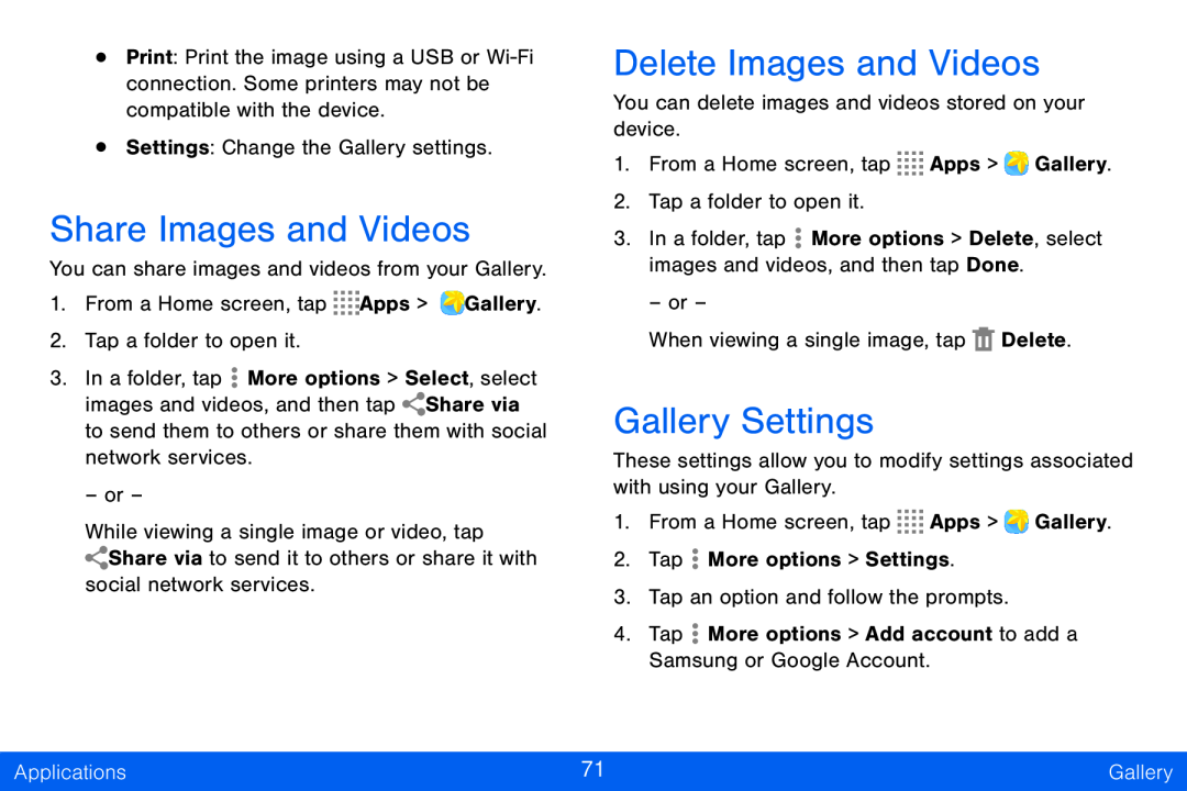 Share Images and Videos Delete Images and Videos