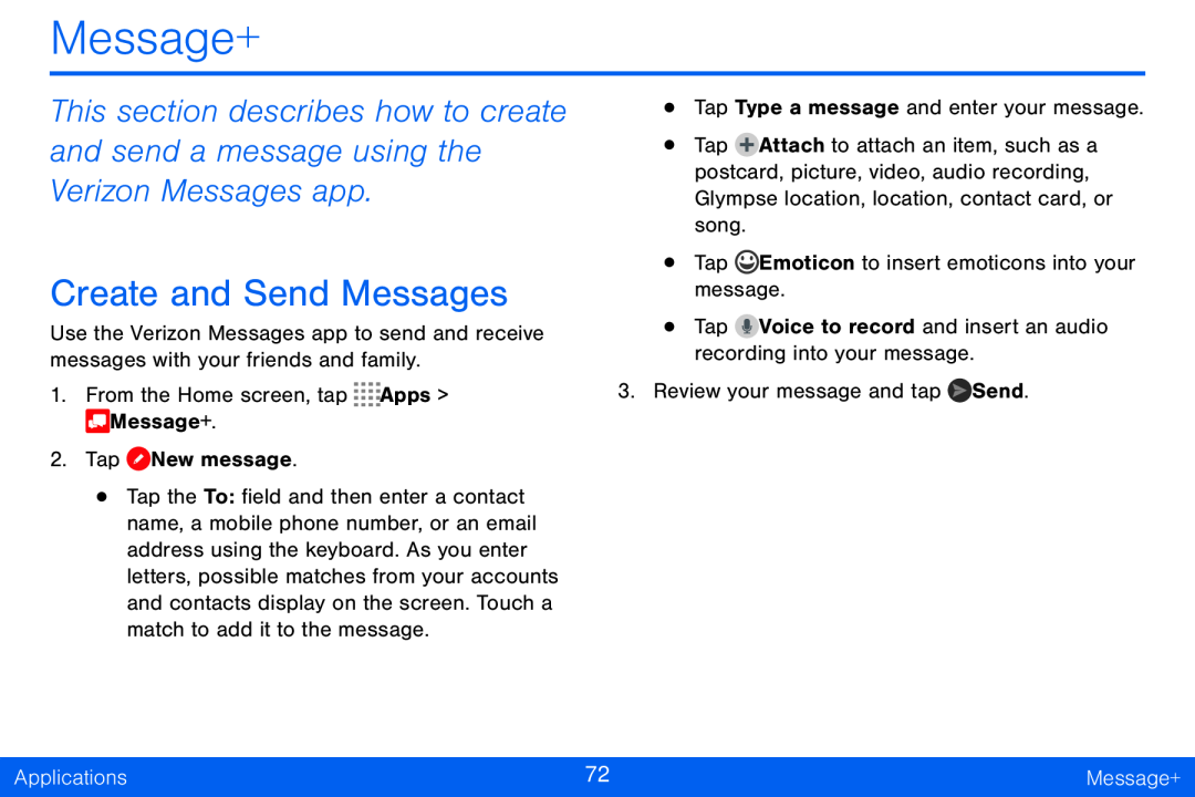 Create and Send Messages Galaxy Tab S 10.5 Verizon