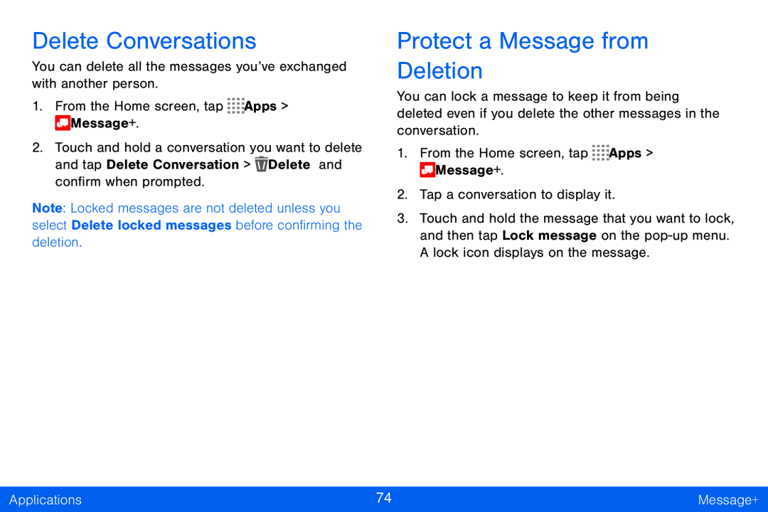 Delete Conversations Protect a Message from