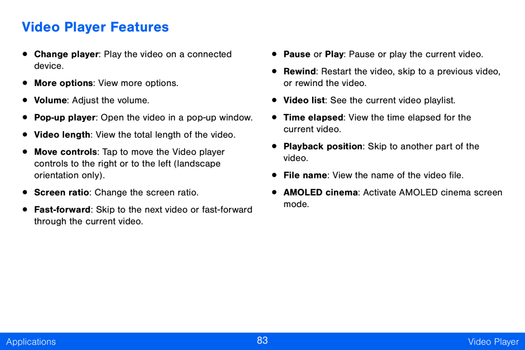 Video Player Features