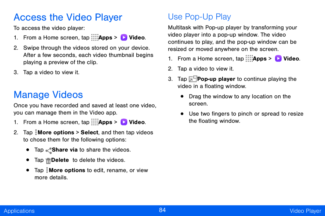 Use Pop-UpPlay Access the Video Player