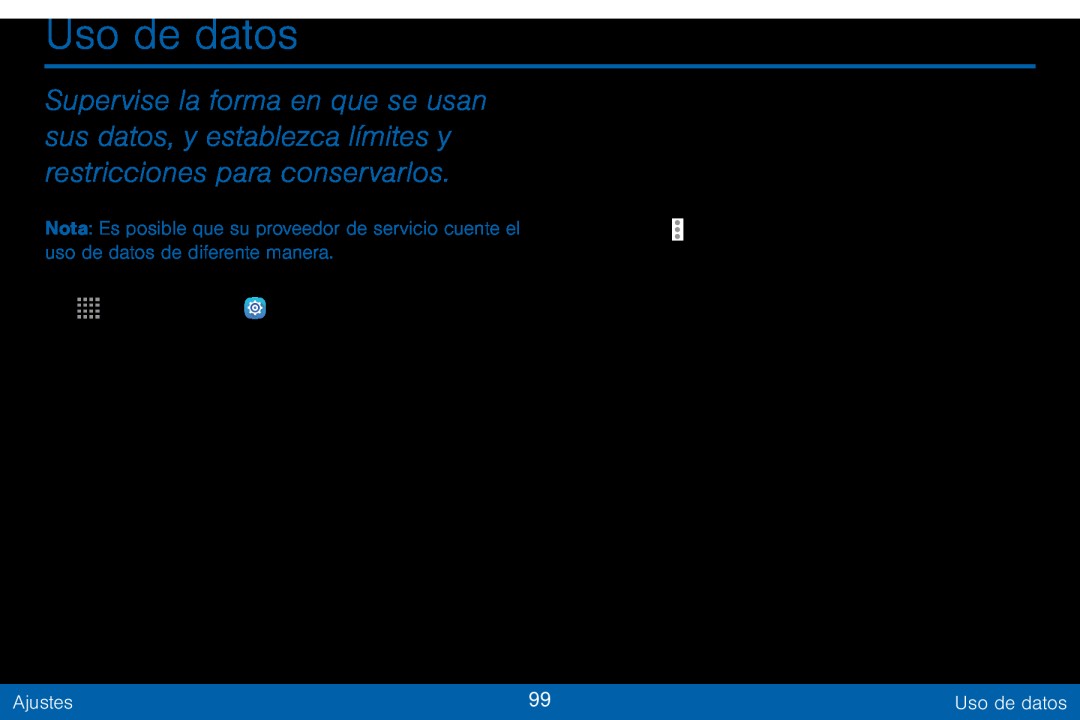 Uso de datos Galaxy Tab S 10.5 Verizon