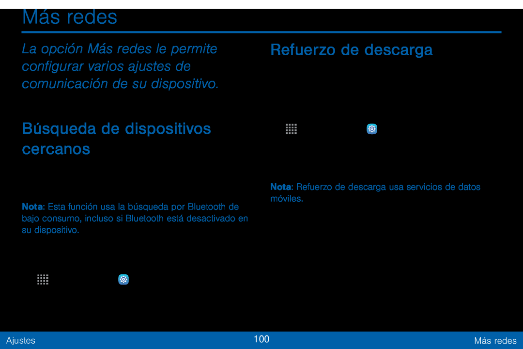 Búsqueda de dispositivos cercanos Refuerzo de descarga