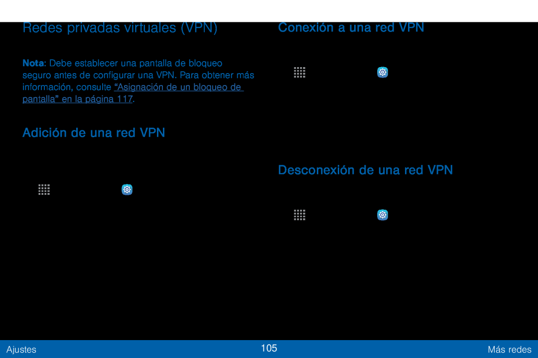 Adición de una red VPN Galaxy Tab S 10.5 Verizon