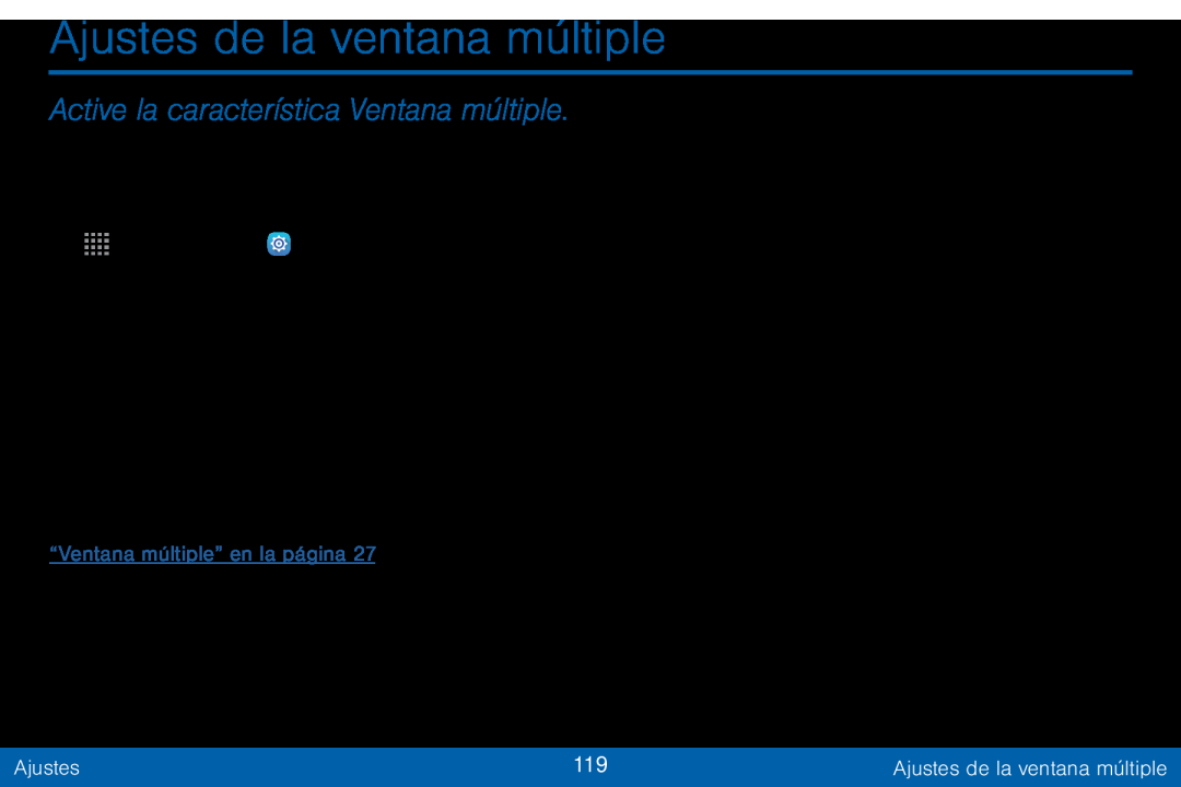 Active la característica Ventana múltiple Galaxy Tab S 10.5 Verizon