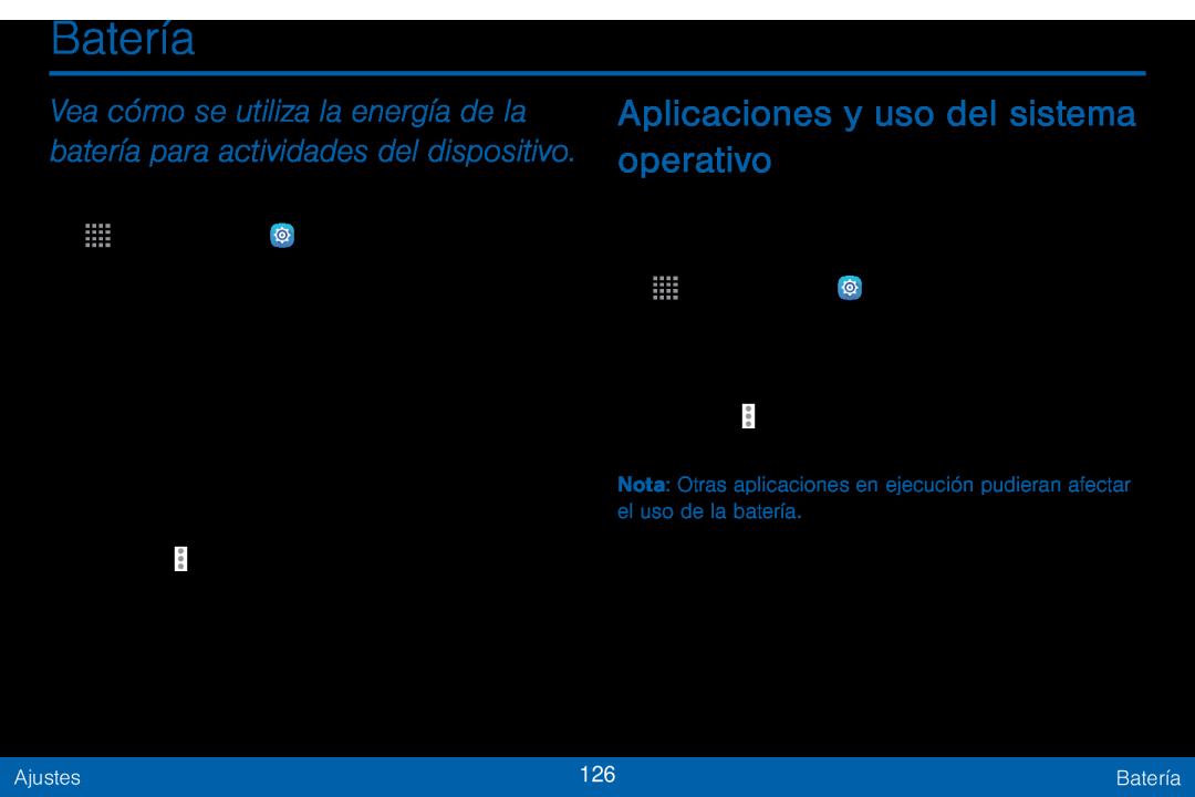 Aplicaciones y uso del sistema operativo Batería