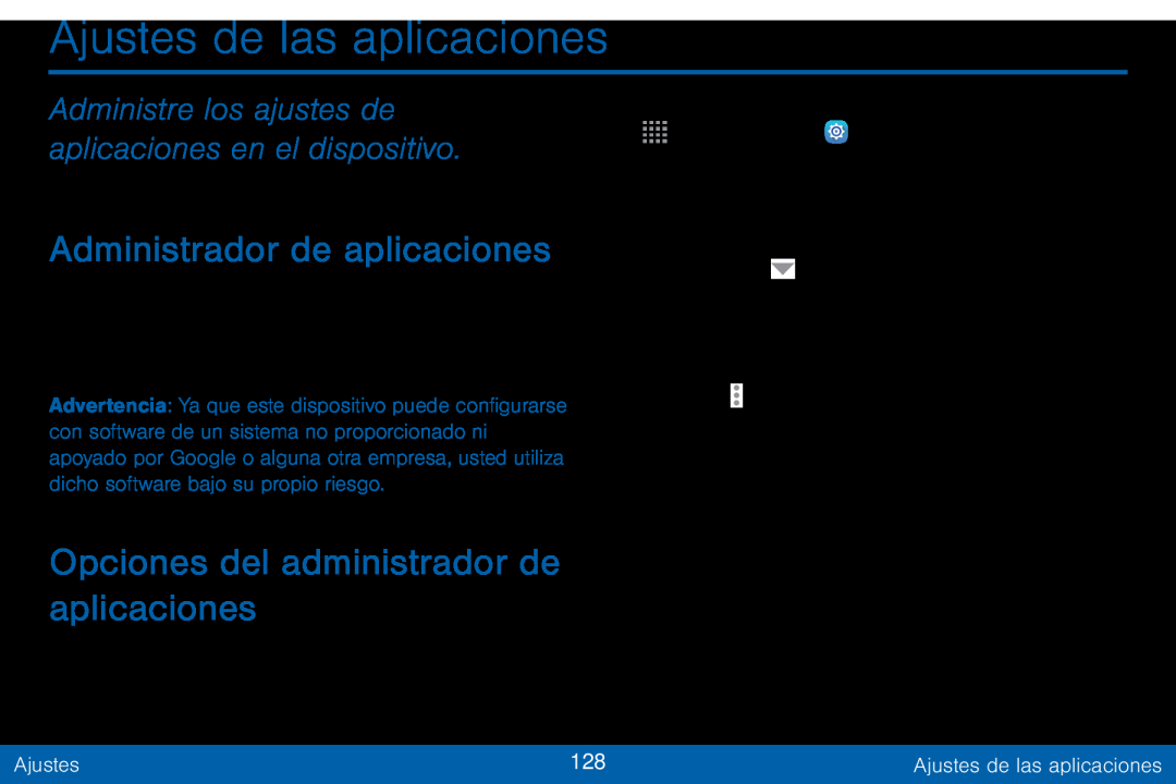 Administre los ajustes de aplicaciones en el dispositivo Administrador de aplicaciones