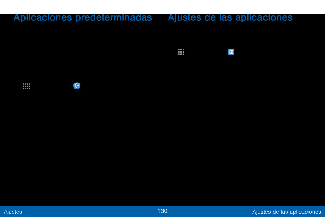 Ajustes de las aplicaciones Galaxy Tab S 10.5 Verizon