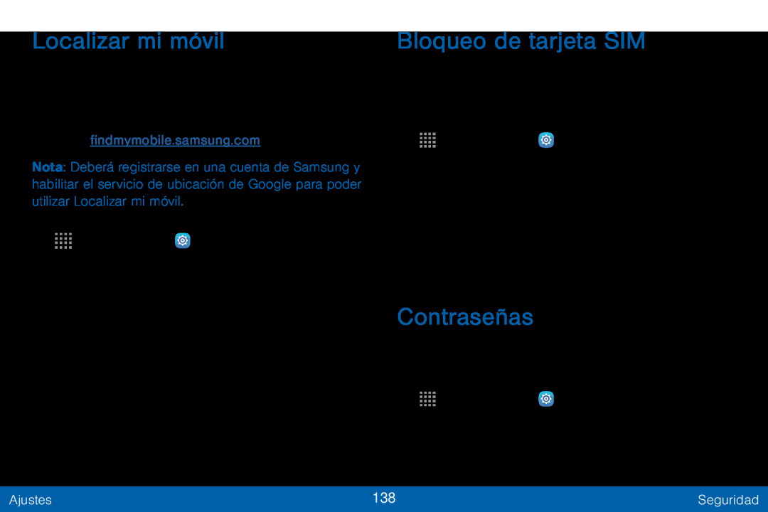 Contraseñas Galaxy Tab S 10.5 Verizon