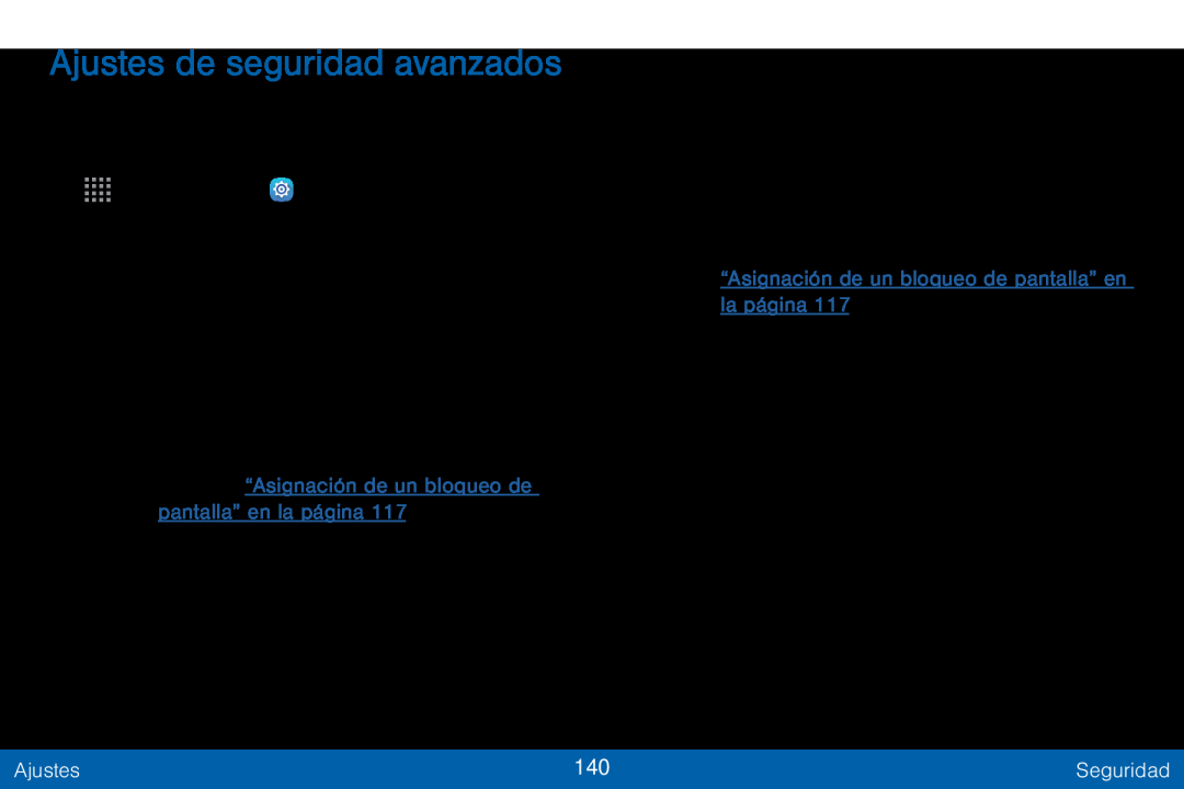 Ajustes de seguridad avanzados