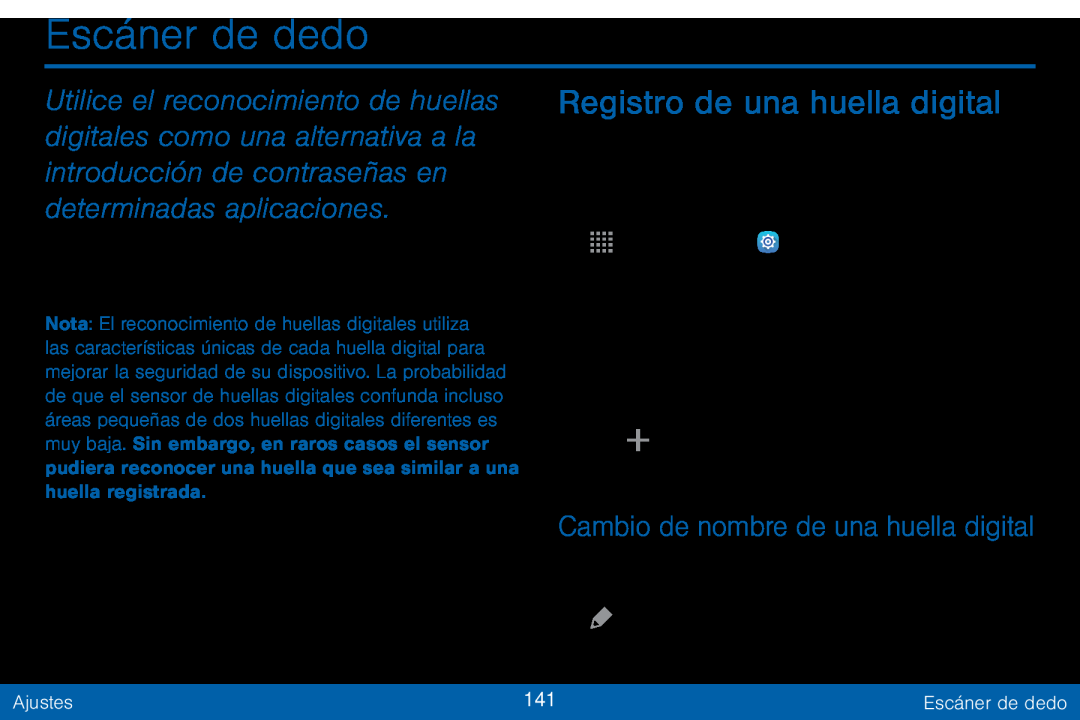 Cambio de nombre de una huella digital Registro de una huella digital