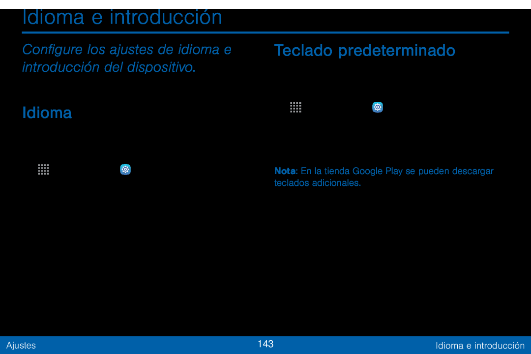 Configure los ajustes de idioma e introducción del dispositivo Idioma