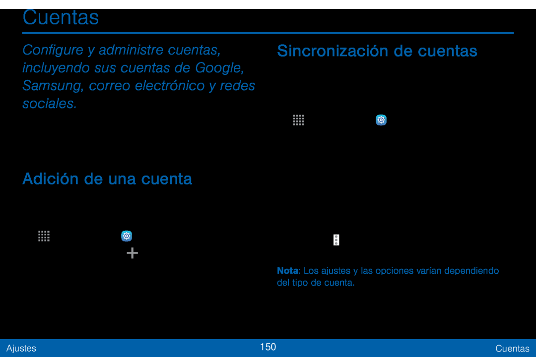 Sincronización de cuentas Galaxy Tab S 10.5 Verizon