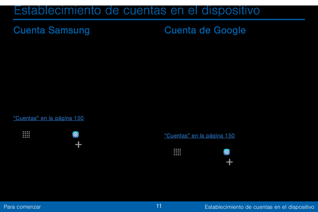 Establecimiento de cuentas en el dispositivo Galaxy Tab S 10.5 Verizon