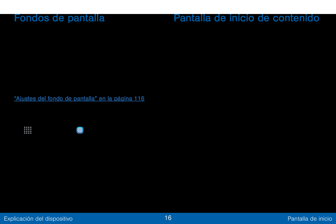 Pantalla de inicio de contenido Galaxy Tab S 10.5 Verizon