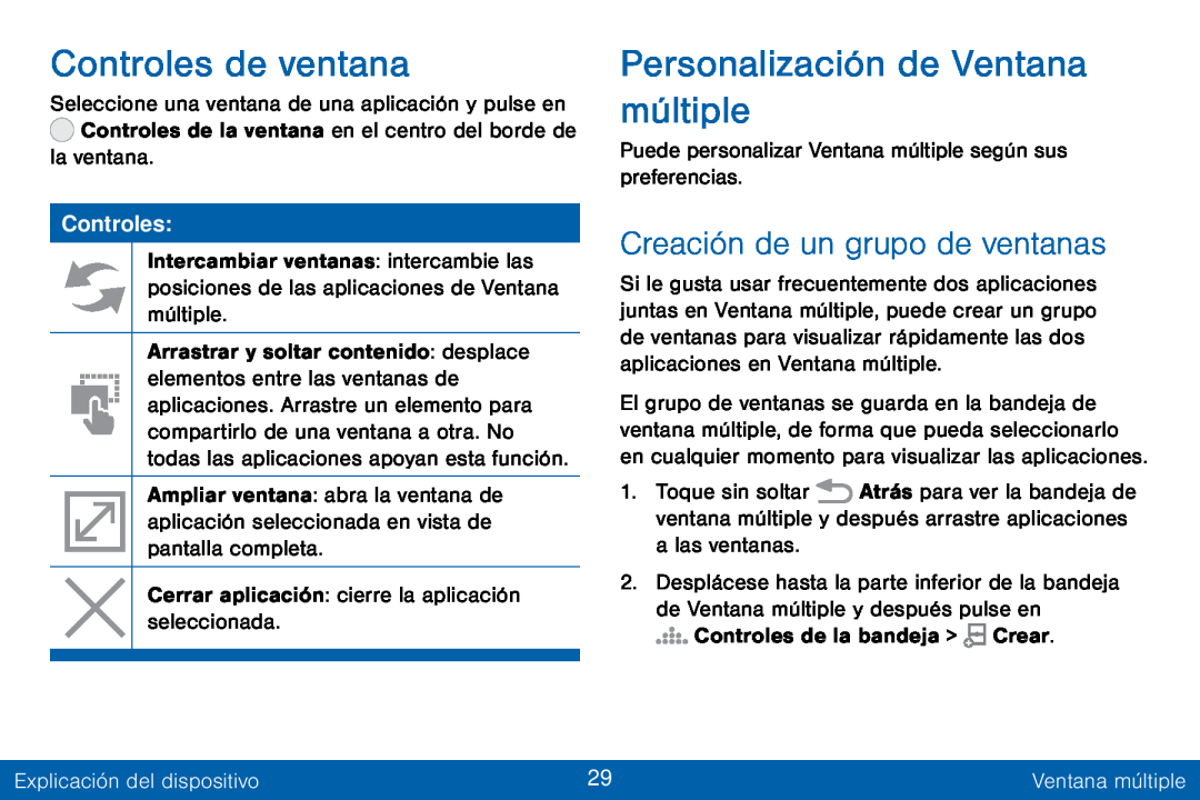 Personalización de Ventana múltiple Galaxy Tab S 10.5 Verizon