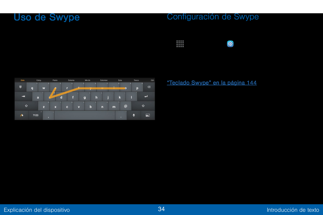 Configuración de Swype Uso de Swype