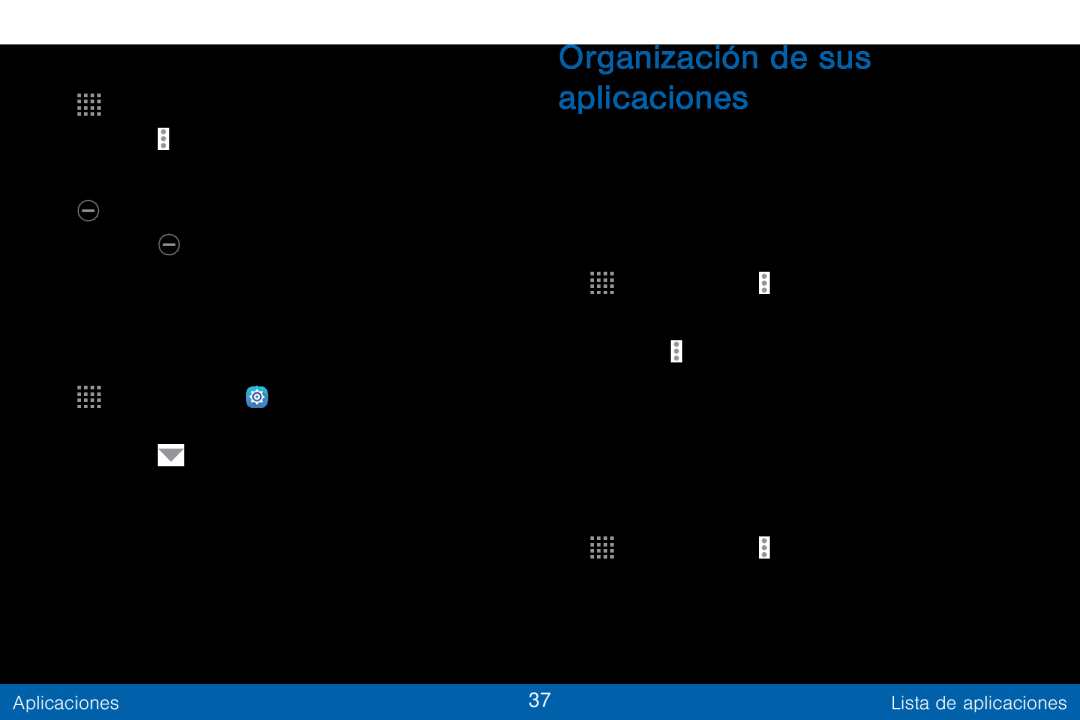 Organización de sus aplicaciones Galaxy Tab S 10.5 Verizon