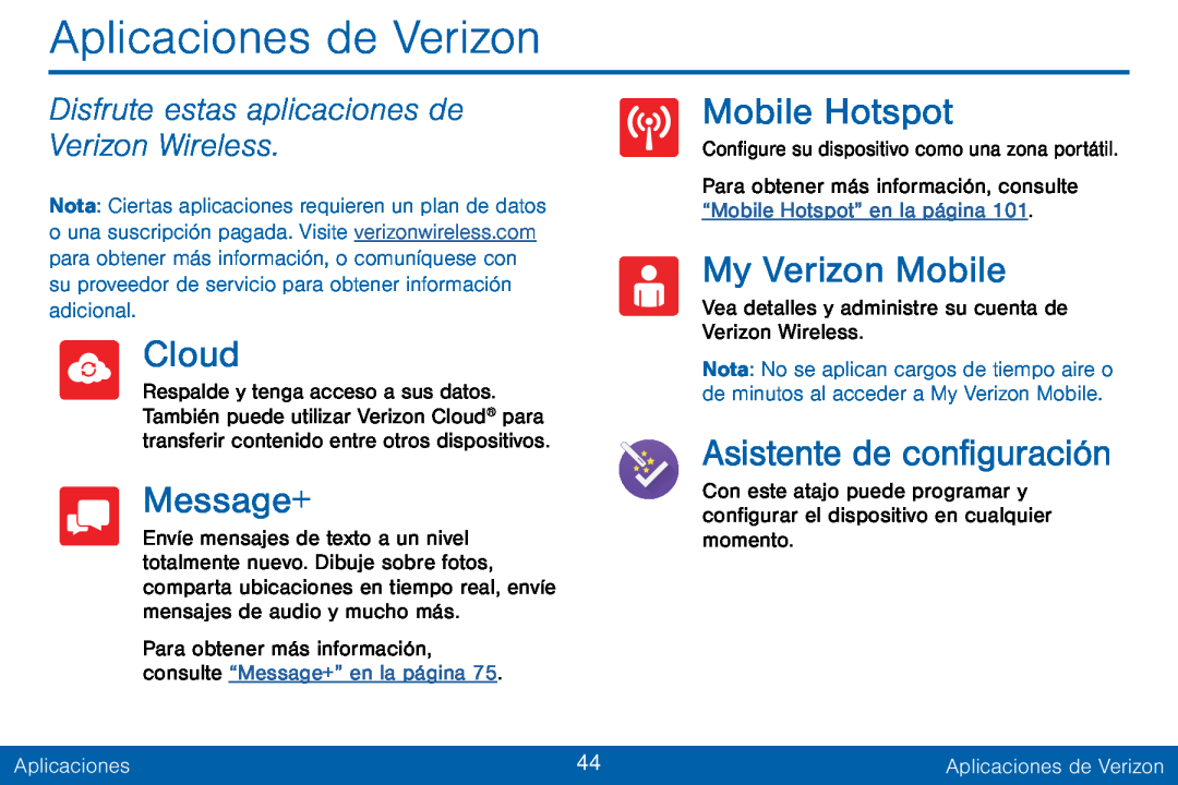 Aplicaciones de Verizon Galaxy Tab S 10.5 Verizon