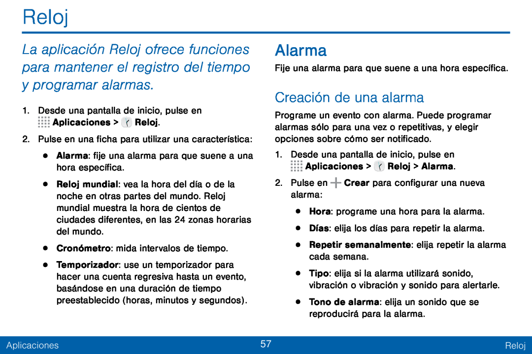 Creación de una alarma Galaxy Tab S 10.5 Verizon