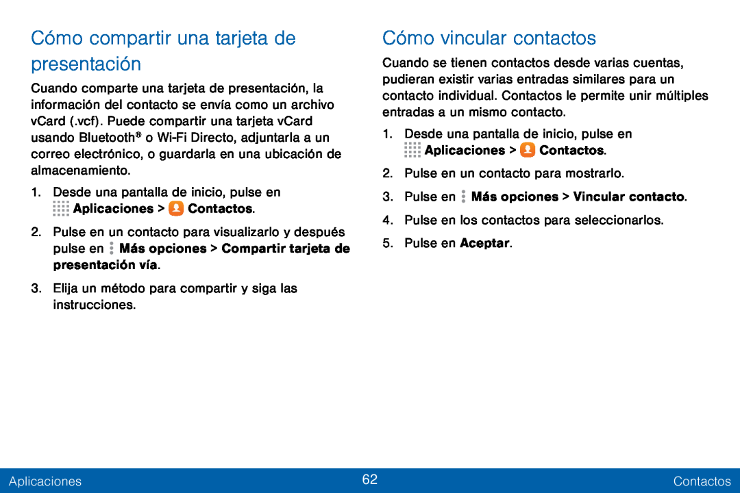 Cómo vincular contactos Galaxy Tab S 10.5 Verizon