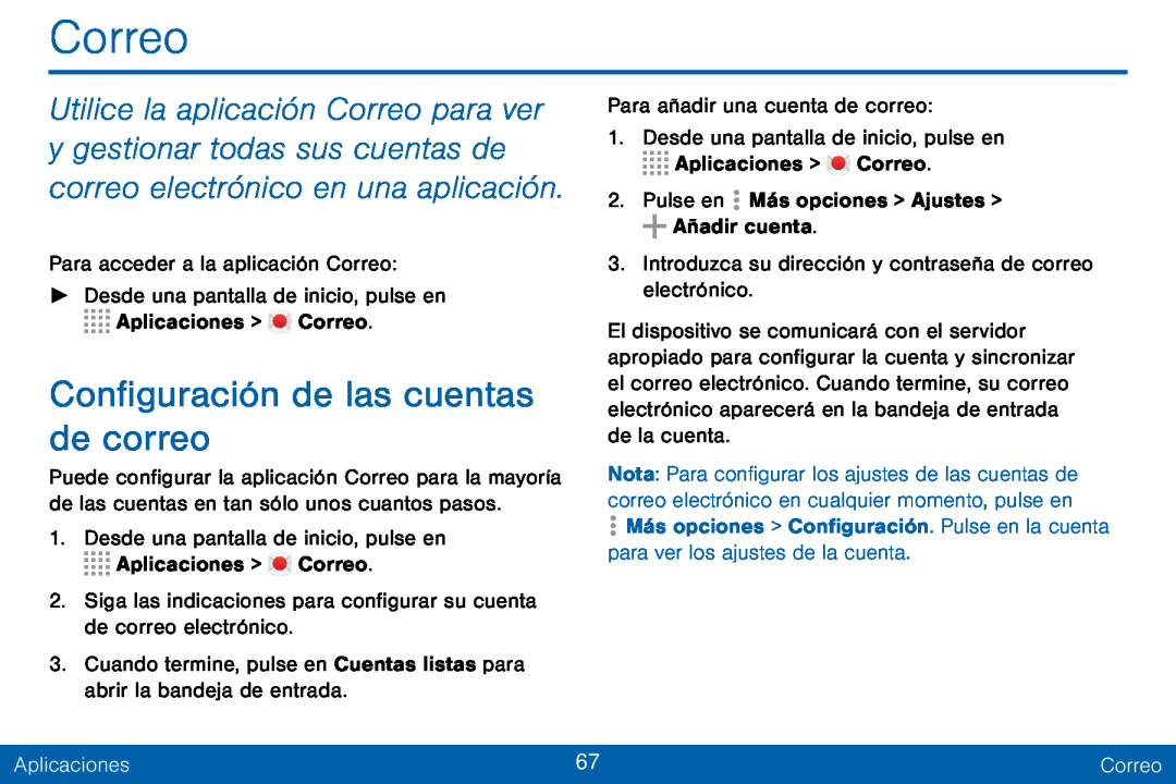 Configuración de las cuentas de correo Correo