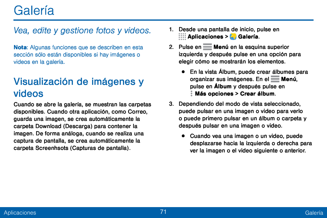 Visualización de imágenes y videos Galaxy Tab S 10.5 Verizon