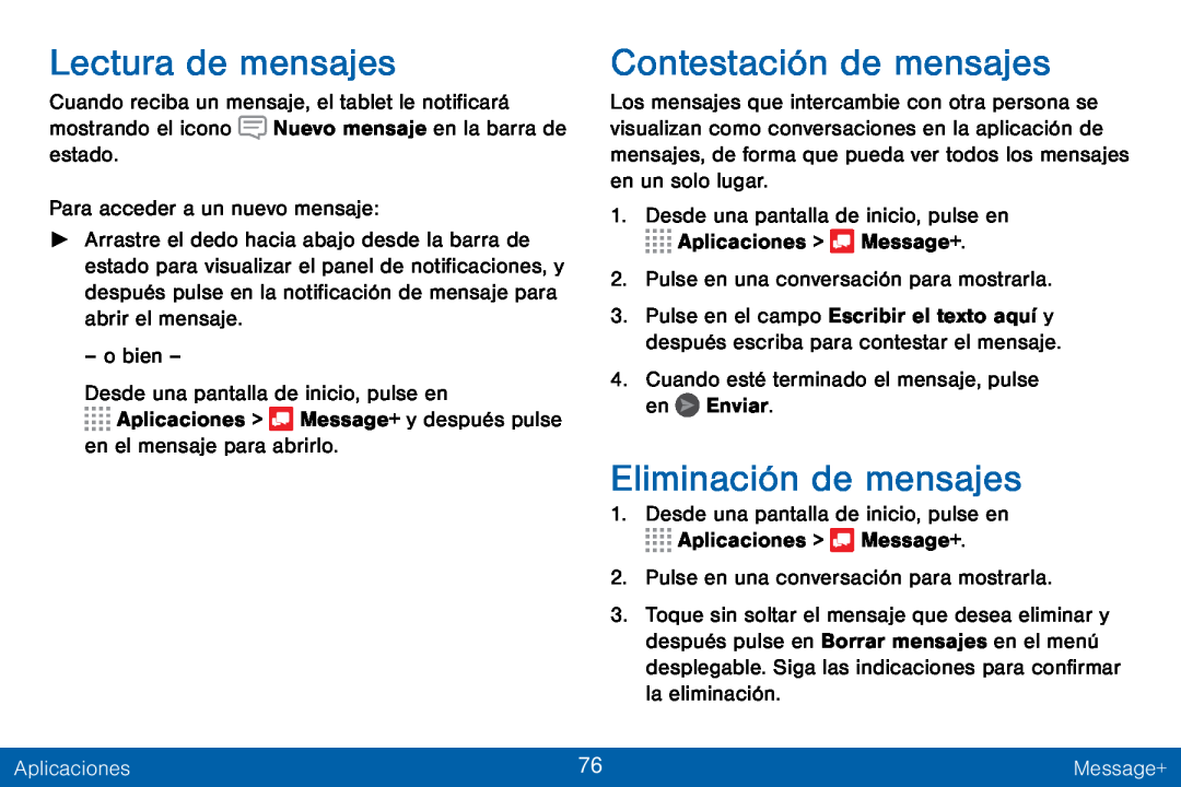 Lectura de mensajes Contestación de mensajes