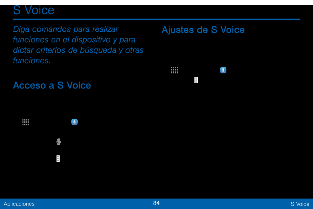 Acceso a S Voice Ajustes de S Voice