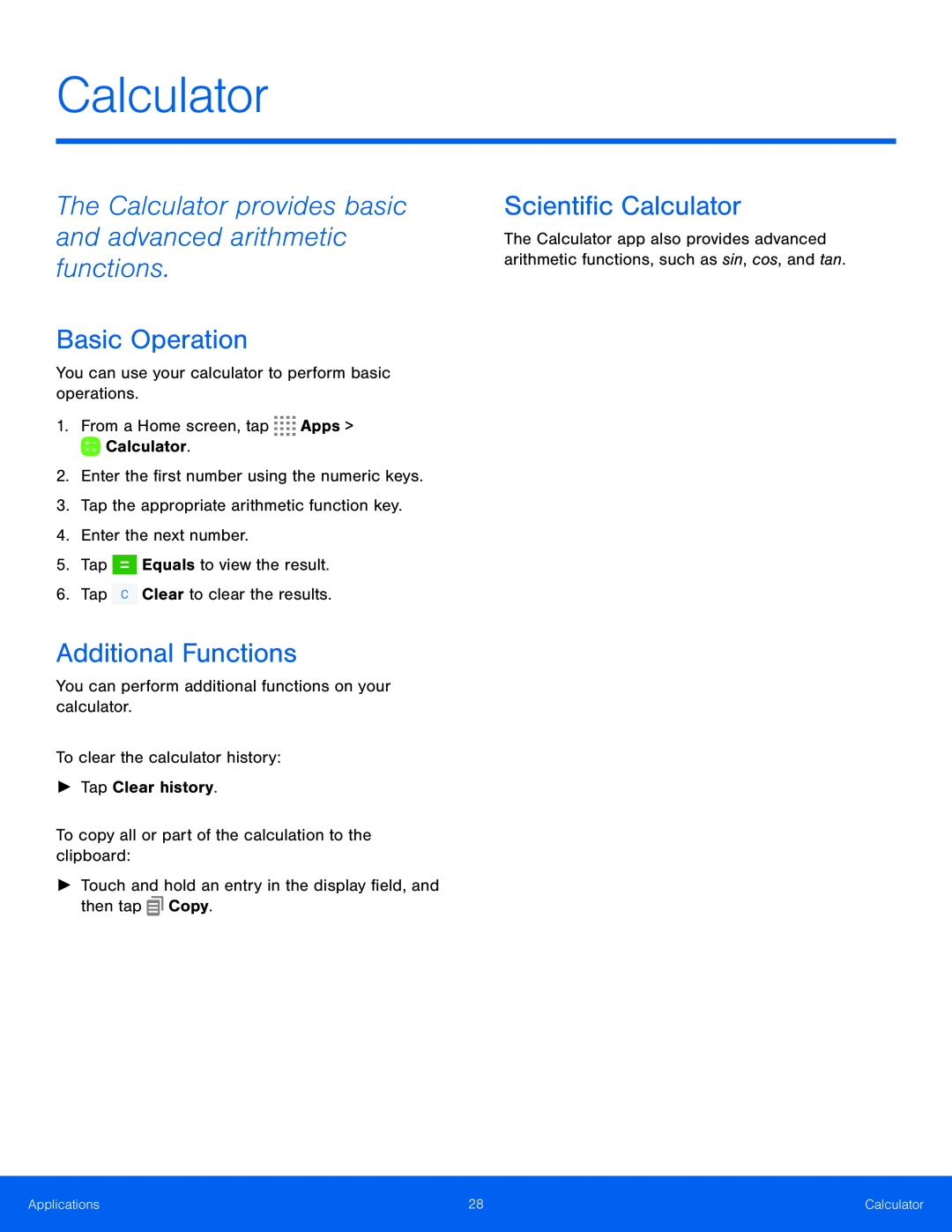 The Calculator provides basic and advanced arithmetic functions Galaxy Tab S 10.5 Wi-Fi