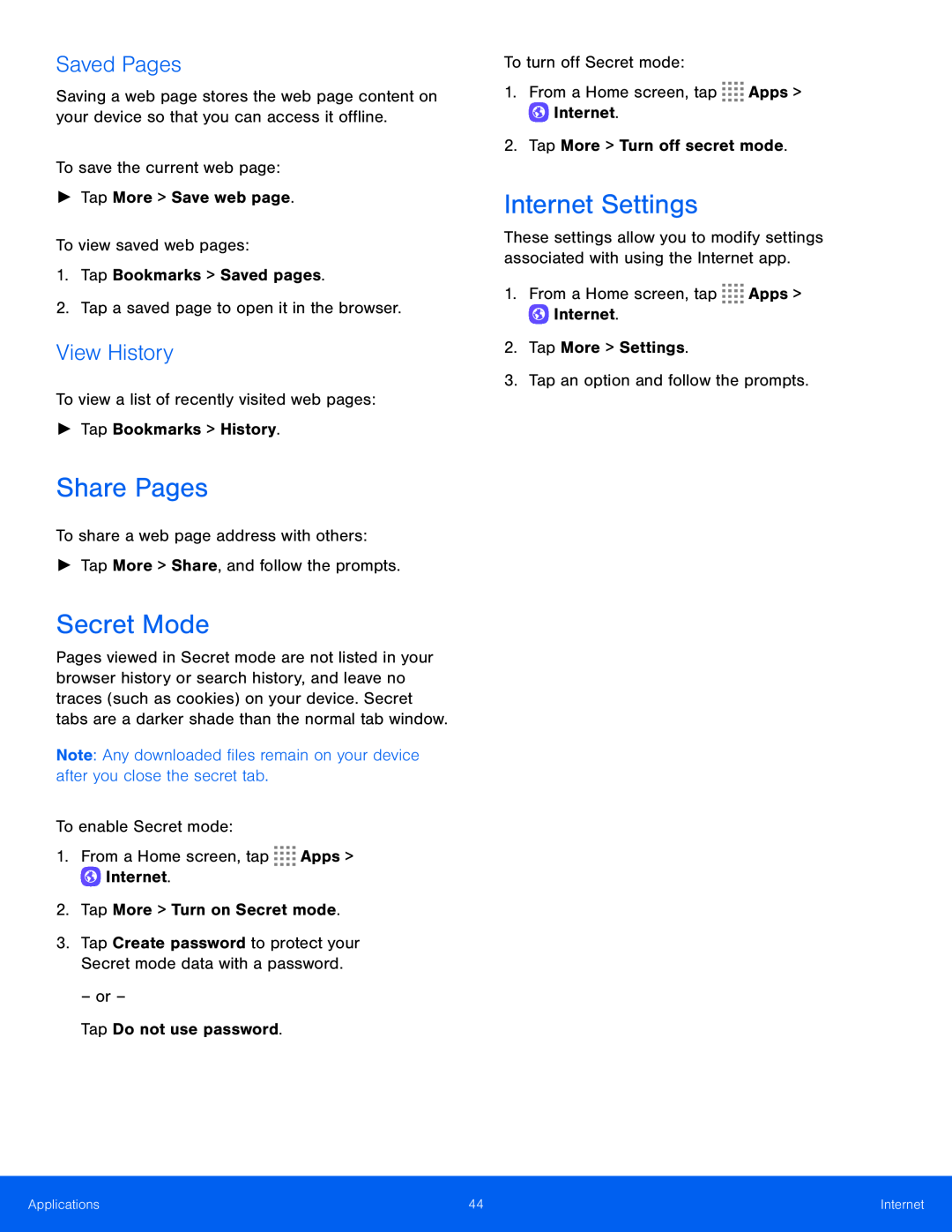 Internet Settings Galaxy Tab S 10.5 Wi-Fi