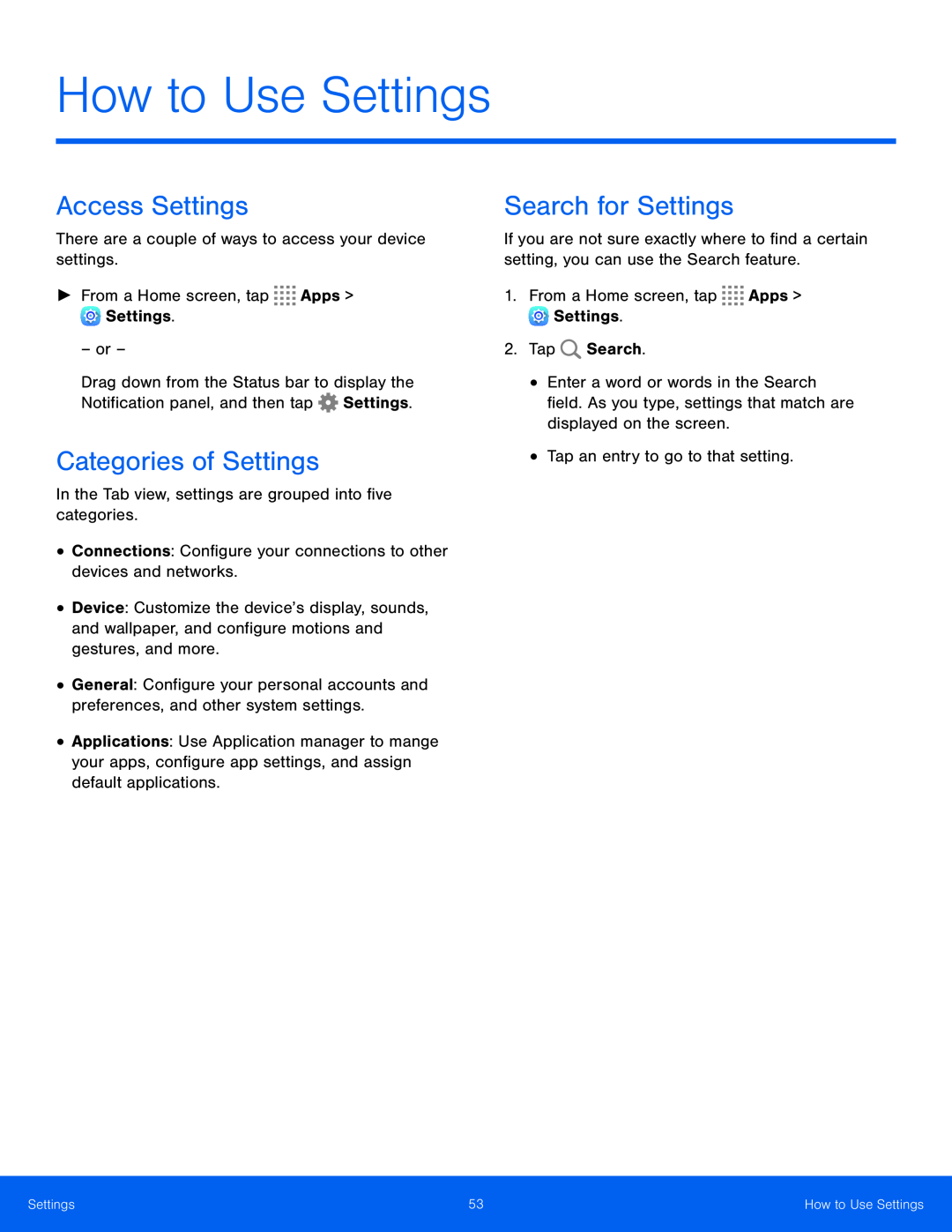 Access Settings Galaxy Tab S 10.5 Wi-Fi