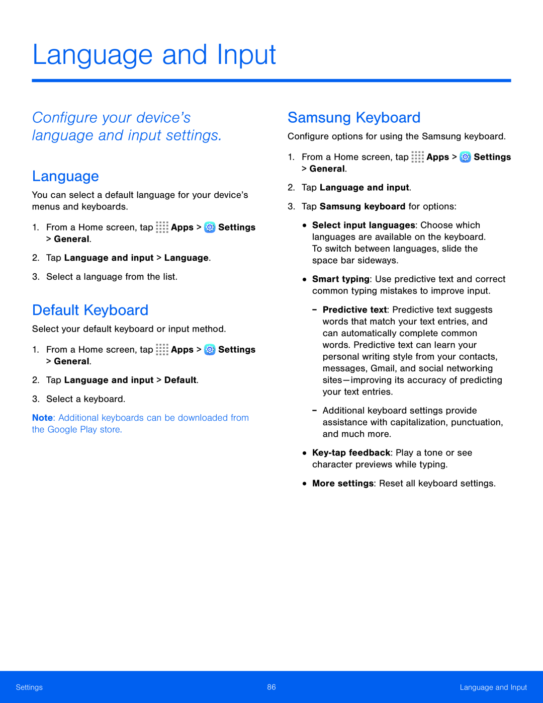 Language Galaxy Tab S 10.5 Wi-Fi