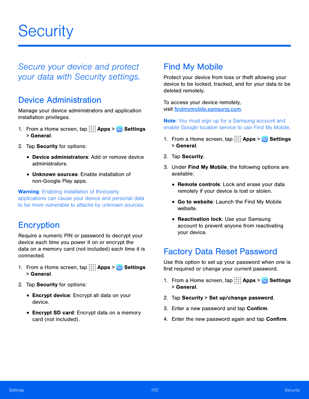 Device Administration Galaxy Tab S 10.5 AT&T